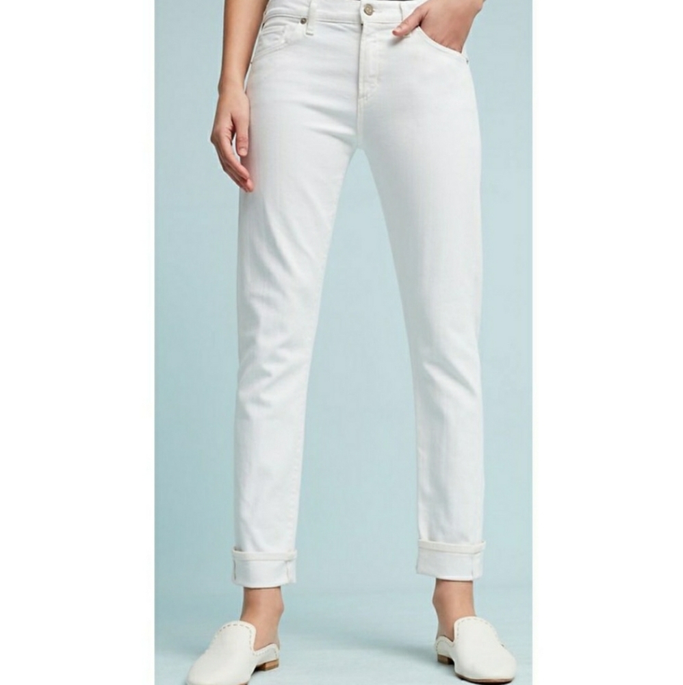 CofH White Jazmin Ankle Cuffed Slim Straight Jeans